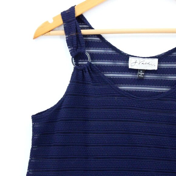 J Valdi Swim Dress Cover Up Womens Navy Blue Sleeveless Knit Breathable Size XL - Picture 3 of 8